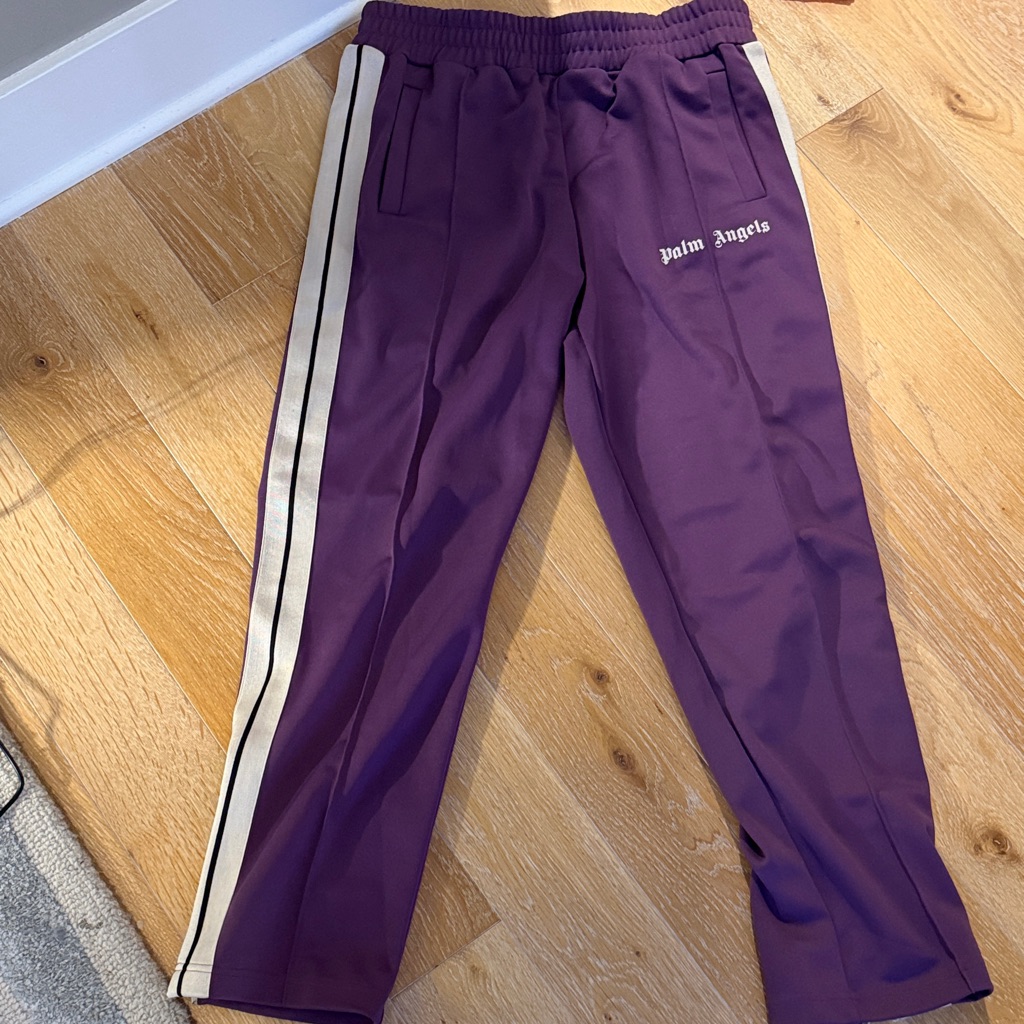 Palm Angels Purple Joggers With Cream Side Stripes